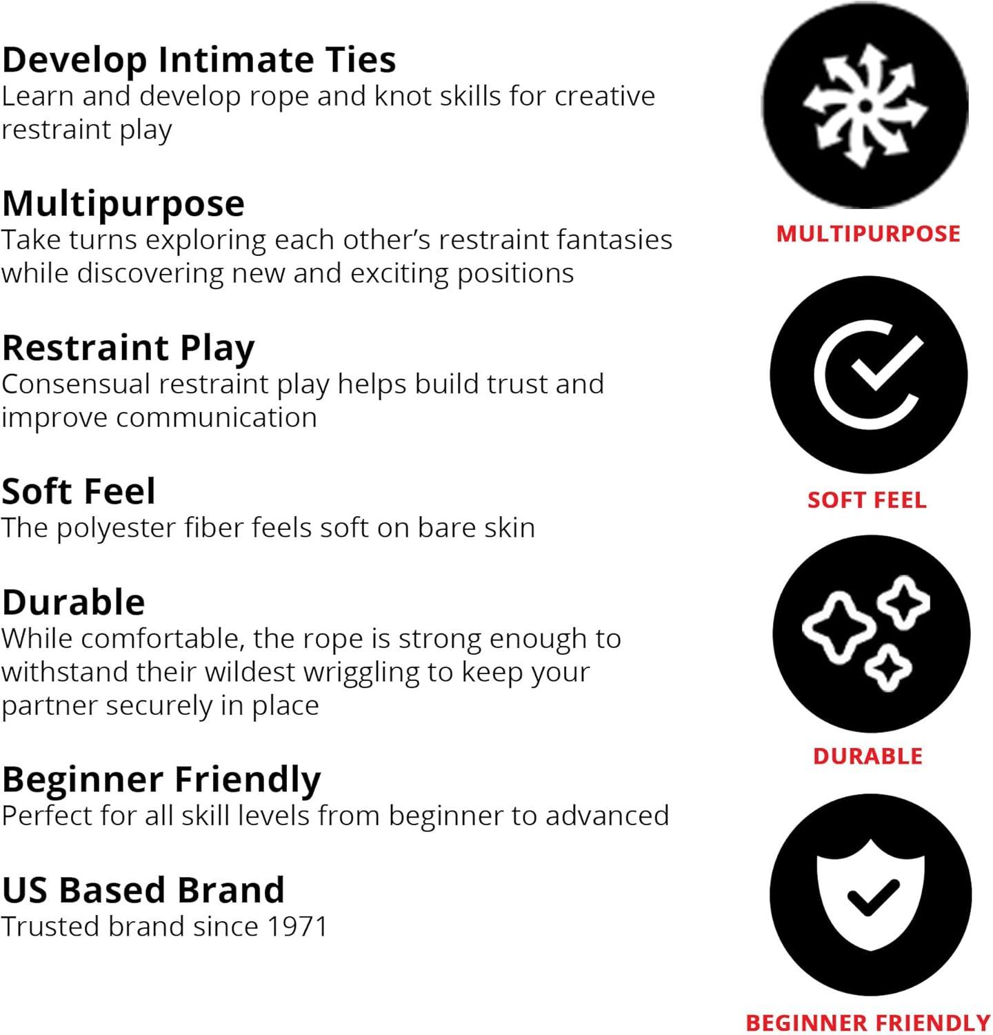 imageAdam ampamp Eve Bondage Rope 10 Feet Soft and Sturdy Polyester Restraint Rope for Couples Silky Smooth on Skin Ideal for Beginner to Advanced Bondage Play Durable and Comfortable for Bedroom Fun