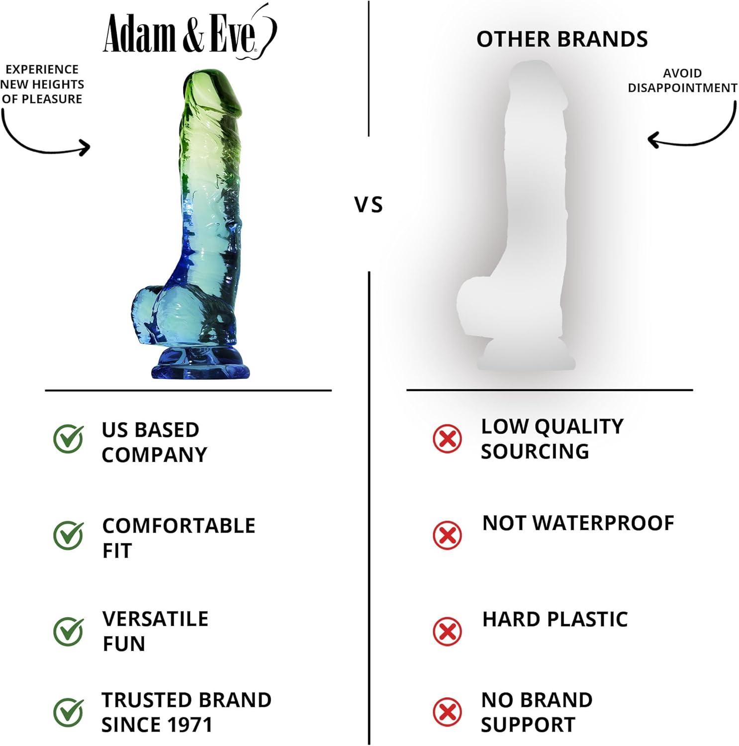 imageAdam ampamp Eve Crystal Realistic Dildo Suction Cup Base 8quot ClearSeaside Multicolor 75