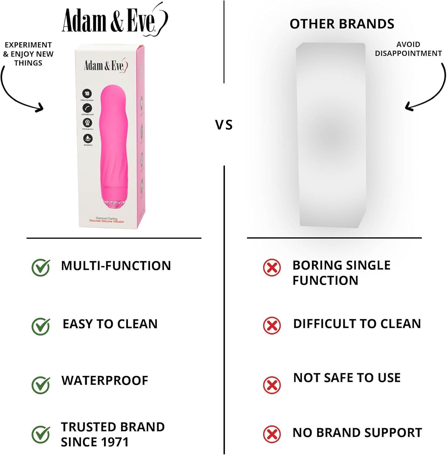 imageAdam ampamp Eve Diamond Darling Vibrator 10 Powerful Vibration Speeds Textured Silicone for Intense Stimulation Waterproof Rhinestone Studded Base Compact ampamp Discreet Adult Toy for Women