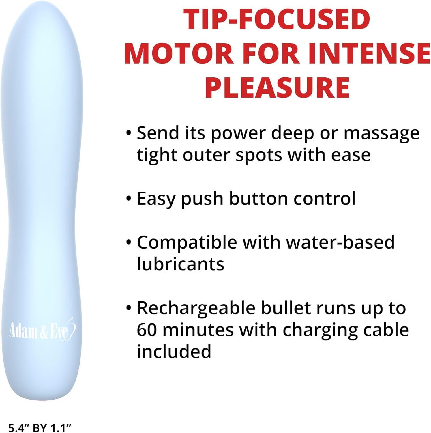imageAdam ampamp Eve The Rumbler 10X Power Bullet Flexible Silicone Vibrator with 10 UltraPowerful Vibration Modes Targeted GSpot or Clitoral Stimulation Waterproof Rechargeable 54 Inch Length