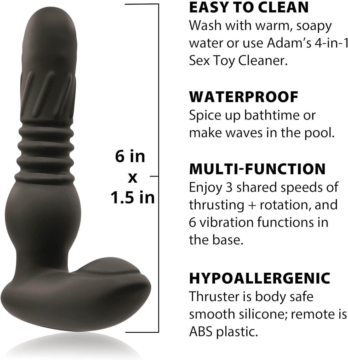 imageAdam and Eve Warming Rotating Prostate Thruster Rechargeable Anal Dildo Stimulator with 12 Functions Heating and Thrusting Waterproof Massager Compact and Powerful for Prostate Play 6 Inch Black