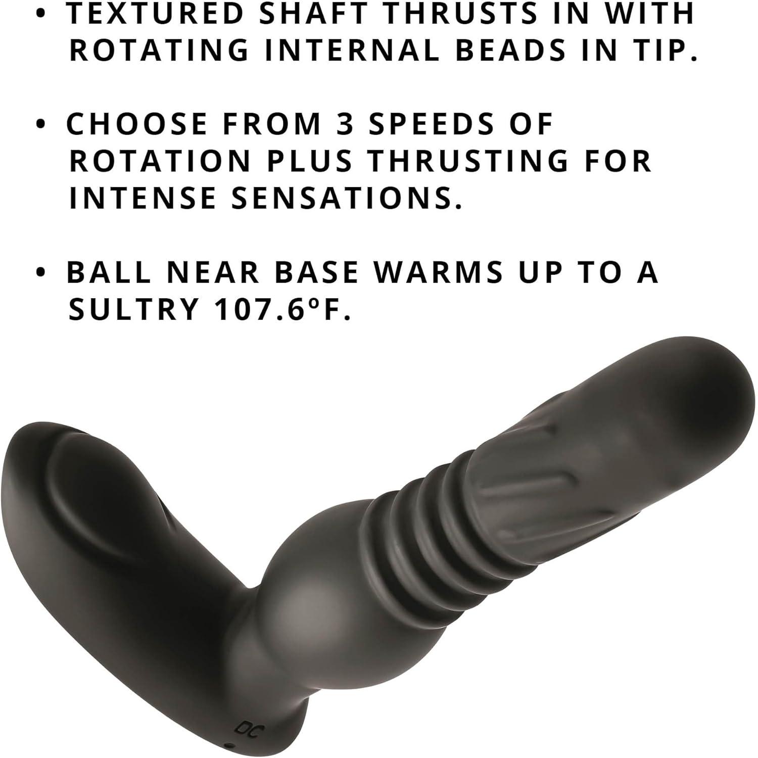 imageAdam and Eve Warming Rotating Prostate Thruster Rechargeable Anal Dildo Stimulator with 12 Functions Heating and Thrusting Waterproof Massager Compact and Powerful for Prostate Play 6 Inch Black