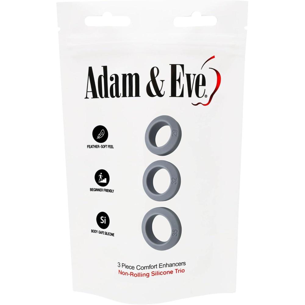 imageAdam ampamp Eve 3 Pc Comfort Enhancers Stretchy Penis Rings Liquid Silicone Boosts Size and Stamina Non Rolling Design Set of 3 Graduated Sizes Soft and Comfortable Fit Waterproof Easy to Use