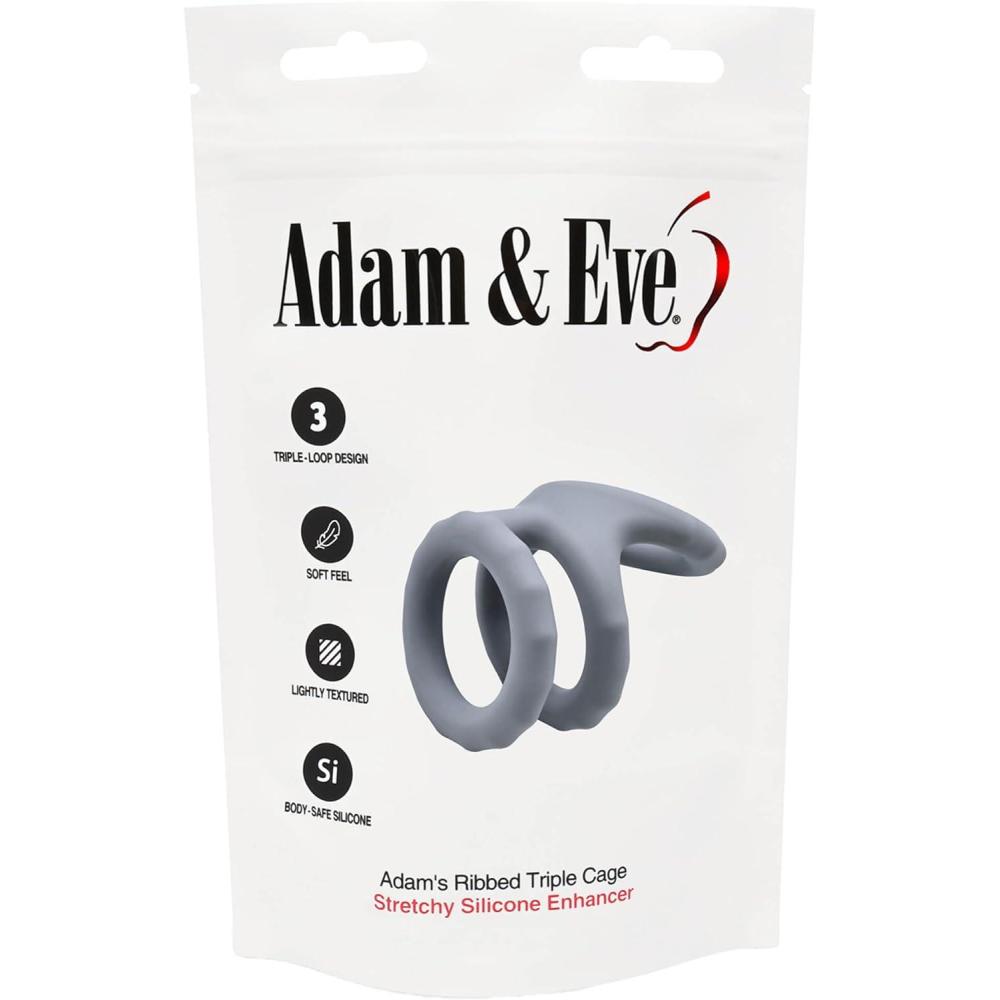 imageAdam ampamp Eve Adams Silicone Triple Ring Cage 3 Soft Snug Loops for Enhanced Erection Support Ball ampamp Shaft Penis Rings Hypoallergenic Ribbed Design Lasting Performance 275 x 21 inches