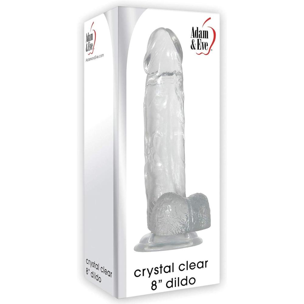 imageAdam ampamp Eve Crystal Realistic Dildo Suction Cup Base 8quot ClearClear  8