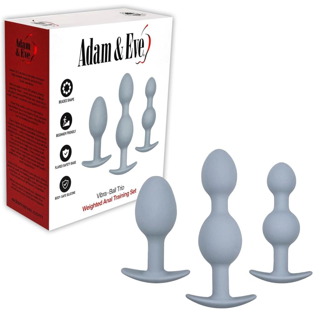 imageAdam ampamp Eve Vibra Ball Trio Weighted Anal Training Set Beaded Butt Plugs 3 Sizes for Beginners to Advanced Rolling Weights for Vibrating Sensation Silicone Waterproof Comfortable Body Safe