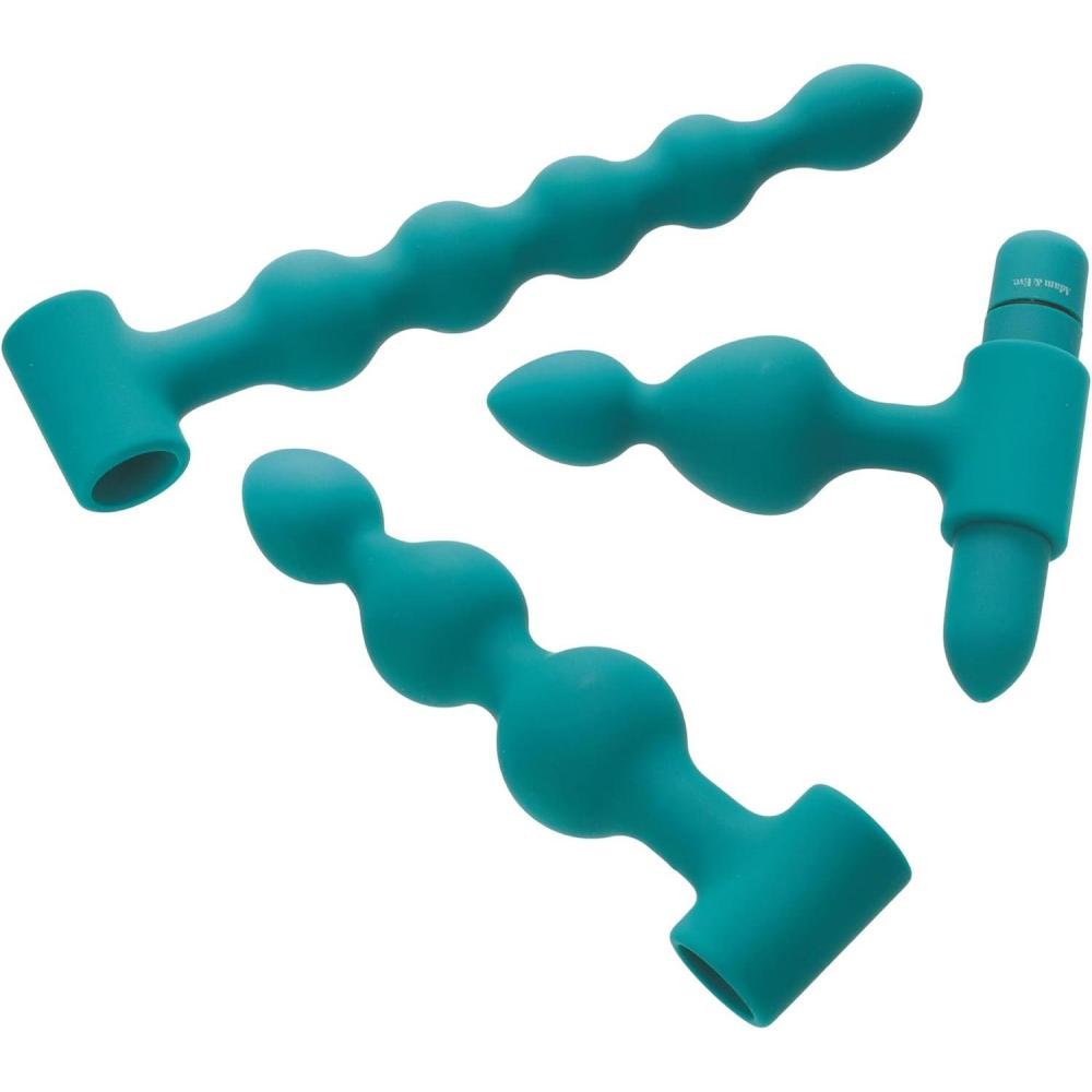 imageAdam ampamp Eve Vibrating Bumpy Bead Set 3 Piece Silicone Butt Plug Kit with Bullet Vibe Small Medium Large Anal Beads for Beginners and Advanced 7 Function Waterproof Anal Toy Adult Toys for Men Women