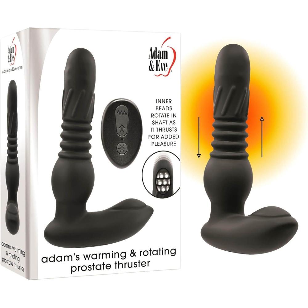 imageAdam and Eve Warming Rotating Prostate Thruster Rechargeable Anal Dildo Stimulator with 12 Functions Heating and Thrusting Waterproof Massager Compact and Powerful for Prostate Play 6 Inch Black