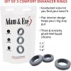 Adam & Eve 3 Pc Comfort Enhancers, Stretchy Penis Rings, Liquid Silicone, Boosts Size and Stamina, Non Rolling Design, Set of 3 Graduated Sizes, Soft and Comfortable Fit, Waterproof, Easy to Use