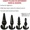 Adam & Eve 4 Piece Anal Plug Kit, Beginner to Advanced Butt Plug Set with Smooth Ribbed Bubble and Ball Plugs, Soft Flexible TPE, Flared Safety Base, Perfect for Training and Pleasure, Adult Anal Toy