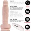 Adam & Eve Adam’s True Feel Rechargeable Dildo with Wireless Remote Control, Big Thrusting & Vibrating Adult Sex Toys for Women & Couples, Suction Cup Base Long Distance Realistic Vibrator, Beige