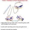 Adam & Eve Fairy Bondage Set, Iridescent Collar Cuffs Leash & Connector, 5 Piece Adjustable Bondage Gear for Couples, Faux Leather Bow Tie Collar and Wrist Cuffs with Gold Details, Soft and Stylish