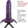 Adam & Eve Hollow Strap On Dildo, Adjustable Wearable Harness with Penis Sleeve to Enlarge, Strap On Realistic Cock Extender for Pegging, Adult Sex Toys for Men, Women & Couples, 6 in, Purple