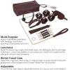 Adam & Eve Mahogany Desires Bondage Collection with Travel Case, 10 Piece BDSM Set with Leather Cuffs, Ball Gag, Blindfold, Paddle, Collar & Leash, Hog Tie Connector, Adjustable, Discreet Travel Case