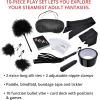Adam & Eve Midnight Moods Bondage Collection, 10 Piece Bondage Play Kit with Satin Restraint Ties, Bullet Vibrator, Nipple Clamps, Flogger, Feather Tickler, Blindfold & Year of Sex Card Deck
