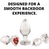 Adam & Eve Red Heart Gem Glass Plug Set, 3 Piece Anal Training Kit with Small Medium and Large Plugs, Tapered Tip for Easy Entry, Non Porous Glass for Temperature Play, Waterproof, Safe with Any Lubes