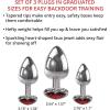 Adam & Eve Three Hearts Gem Anal Plug Set, 3 Piece Polished Aluminum Butt Plug Kit with Sparkling Jewel Bases, Small Medium Large Sizes, Tapered Tips for Easy Insertion, Includes Velvet Storage Bag