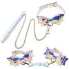 Adam & Eve Fairy Bondage Set, Iridescent Collar Cuffs Leash & Connector, 5 Piece Adjustable Bondage Gear for Couples, Faux Leather Bow Tie Collar and Wrist Cuffs with Gold Details, Soft and Stylish