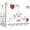 Adam & Eve Red Heart Gem Glass Plug Set, 3 Piece Anal Training Kit with Small Medium and Large Plugs, Tapered Tip for Easy Entry, Non Porous Glass for Temperature Play, Waterproof, Safe with Any Lubes