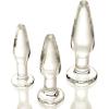 Adam and Eve Glass Anal Plug Set of 3, Hypoallergenic Non Porous Butt Plugs, Smooth Tempered Borosilicate Glass for Backdoor Training and Temperature Play, Small Medium Large Sizes for Women and Men