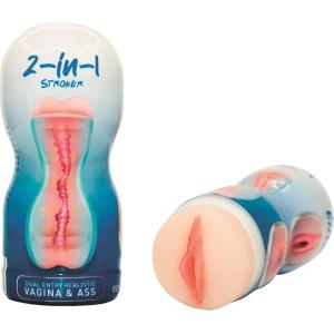 Adam & Eve 2 in 1 Stroker Realistic Vagina & Ass Male Masturbator Textured Pocket Pussy & Anal Flesh Light with Suction Power Adjustable Intensity for Lifelike Pleasure and Maximum Satisfaction