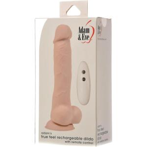 Adam & Eve Adam’s True Feel Rechargeable Dildo with Wireless Remote Control, Big Thrusting & Vibrating Adult Sex Toys for Women & Couples, Suction Cup Base Long Distance Realistic Vibrator, Beige