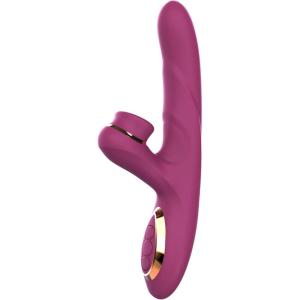 Adam & Eve Rose Gold Revolving Rabbit Dual Stimulating Thrusting Vibrator Clitoral Spinner G Spot Vibe 3 Speed Shaft 7 Mode Clit Stimulator Rechargeable Waterproof Silicone Adult Sex Toy