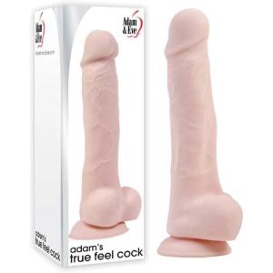 Adam & Eve True Feel Dildo, Big Realistic Penis with Suction Cup, Lifelike Dual Layered Soft Silicone, Waterproof, Easy to Clean, Adult Sex Toys for Women, Men Anal & Couples, 7.5 in, Flesh(7 inches)