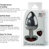 Adam & Eve Red Hearts Gem Anal Plug, Tapered Metal Butt Plug with Red Heart Gem Base, Polished Aluminum, Multiple Sizes, Free Velvet Storage Bag for Discreet Storage, Anal Toys for Beginners