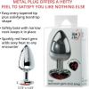 Adam & Eve Red Hearts Gem Anal Plug, Tapered Metal Butt Plug with Red Heart Gem Base, Polished Aluminum, Multiple Sizes, Free Velvet Storage Bag for Discreet Storage, Anal Toys for Beginners