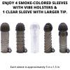 Adam & Eve Vibrating Penis Sleeve Kit with Mini Bullet Vibrator, Adult Sex Toys for Men & Couples, Penis Extender Cock Stimulation Device for Pleasure, 5 Piece, Penile Extension Sheath, Smoke