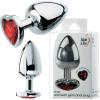 Adam & Eve Red Hearts Gem Anal Plug, Tapered Metal Butt Plug with Red Heart Gem Base, Polished Aluminum, Multiple Sizes, Free Velvet Storage Bag for Discreet Storage, Anal Toys for Beginners
