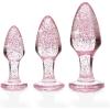 Adam & Eve Glitter Gem Butt Plug Set, 3 Piece Acrylic Anal Trainer Kit, Small Medium Large Plugs for Beginners & Advanced, Lightweight with Sparkling Gem Base, Body Safe, Waterproof, Easy Clean, Pink