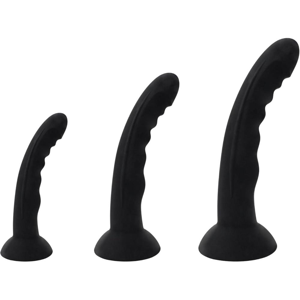 imageAdam and Eve Prostate Massager Training Set 3 Piece Silicone Anal Trainer Kit for Men Sizes Textured Prostate Massagers with Curved Tip and Strong Suction Base Beginner to Expert Anal Sex Toys