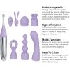 Adam & Eve Sweet Dreams Massager Kit, Rechargeable Vibrator with 8 Interchangeable Attachments, 10 Vibration Modes, Clitoral and G Spot Stimulator, Silicone and ABS, Waterproof Adult Sex Toy for Women