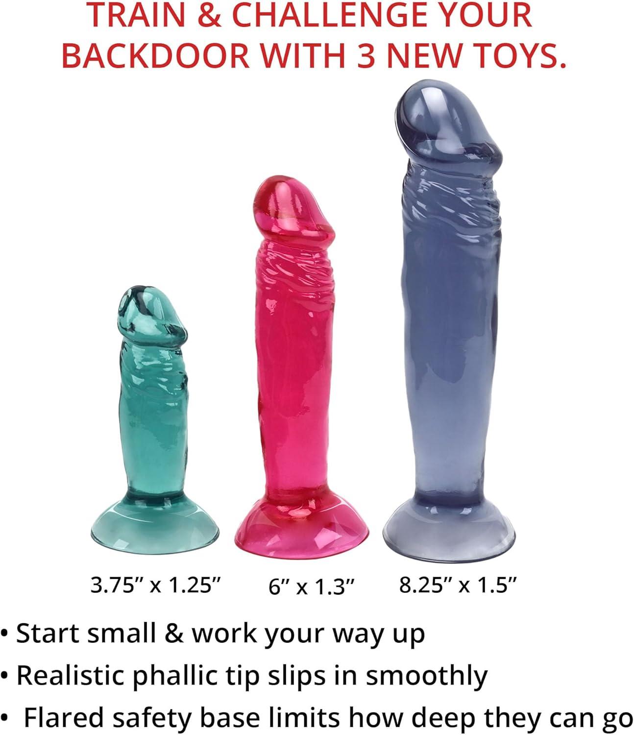imageAdam ampamp Eve Cool Curve Jelly Dildo Realistic Curved Dildo with Suction Cup Base Soft and Flexible PVC for G Spot or P Spot Stimulation Strap On Harness Compatible 8 Inch Total Length Adult ToyAnal Dildos 3 Pack
