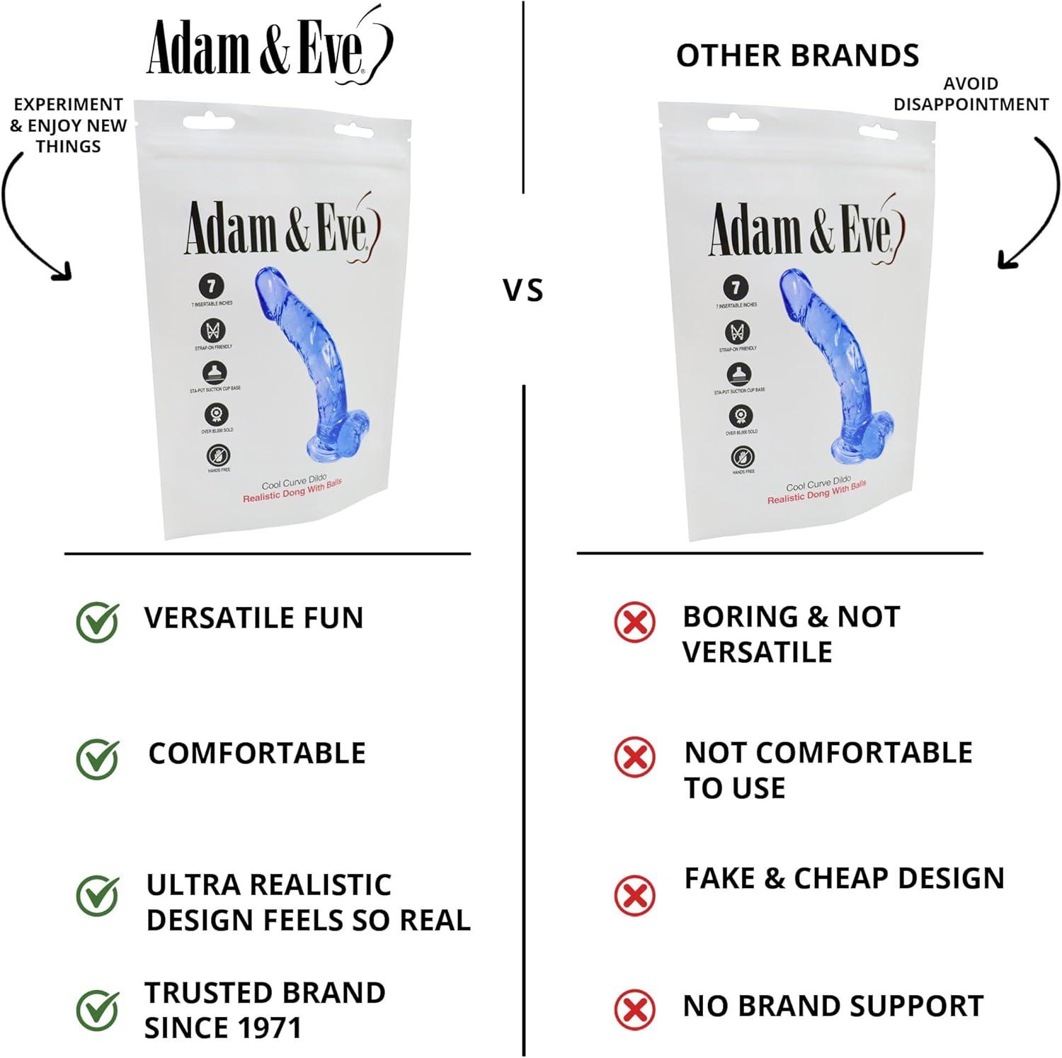 imageAdam ampamp Eve Cool Curve Jelly Dildo Realistic Curved Dildo with Suction Cup Base Soft and Flexible PVC for G Spot or P Spot Stimulation Strap On Harness Compatible 8 Inch Total Length Adult ToyBlue Curve  8