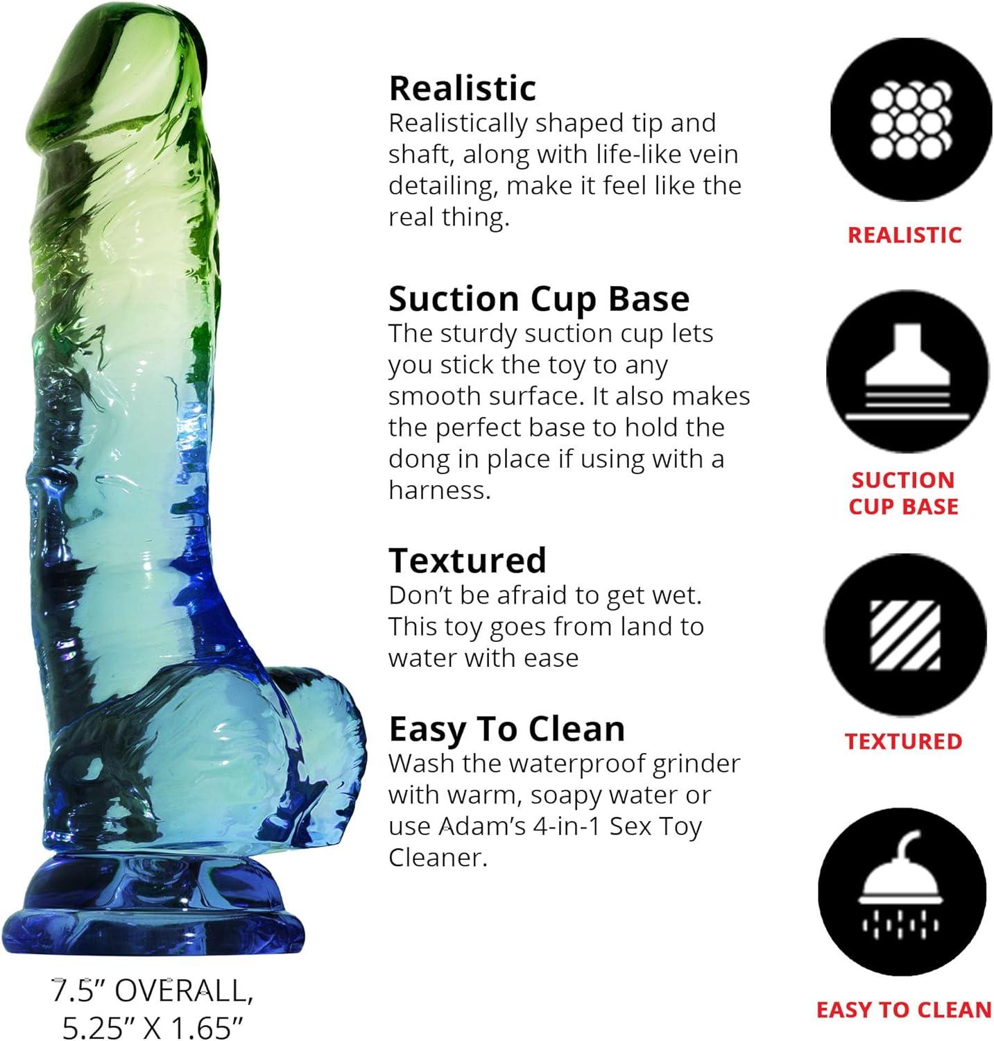 imageAdam ampamp Eve Cool Curve Jelly Dildo Realistic Curved Dildo with Suction Cup Base Soft and Flexible PVC for G Spot or P Spot Stimulation Strap On Harness Compatible 8 Inch Total Length Adult ToySeaside Multicolor  75