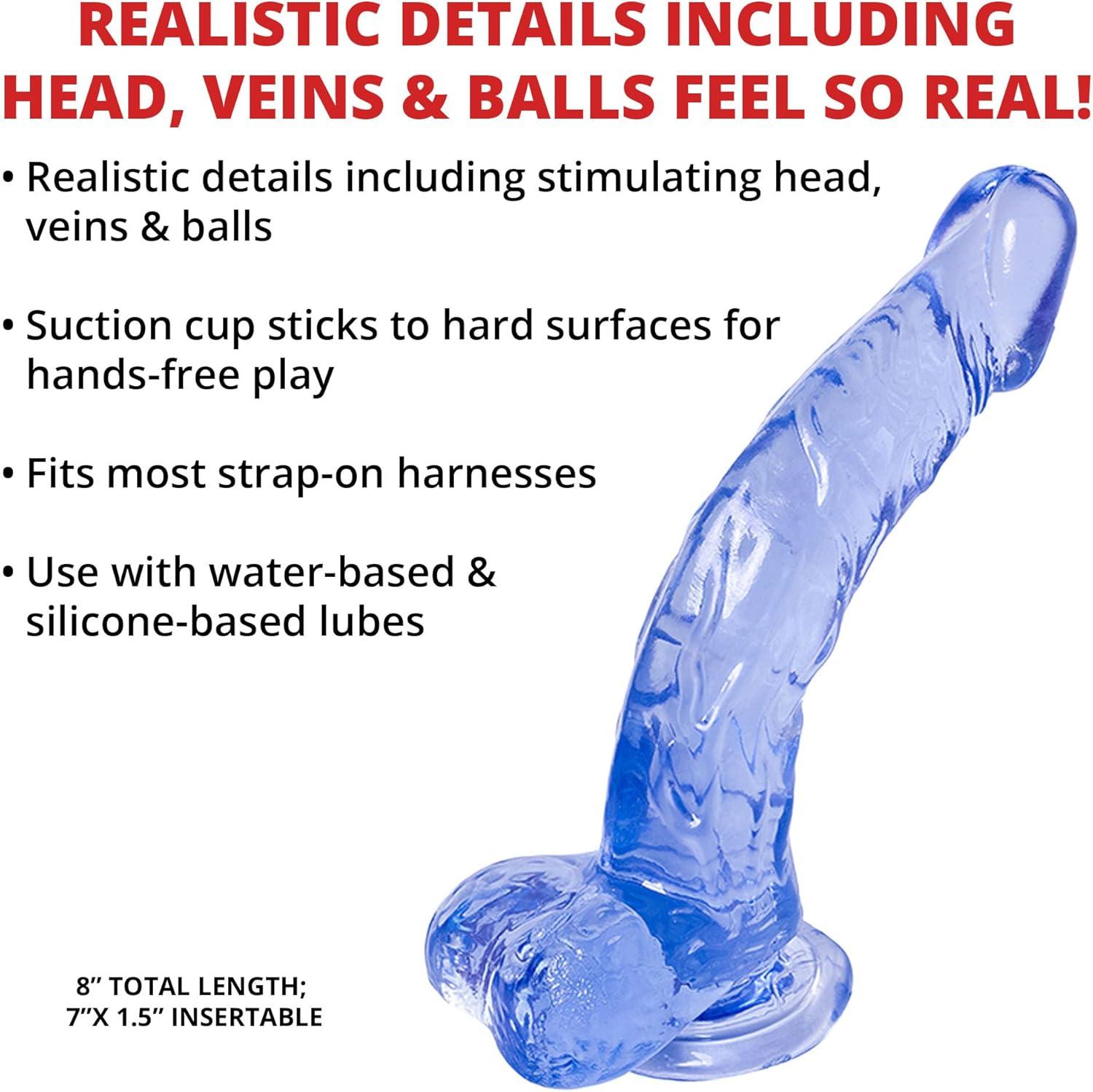 imageAdam ampamp Eve Cool Curve Jelly Dildo Realistic Curved Dildo with Suction Cup Base Soft and Flexible PVC for G Spot or P Spot Stimulation Strap On Harness Compatible 8 Inch Total Length Adult ToyBlue Curve  8