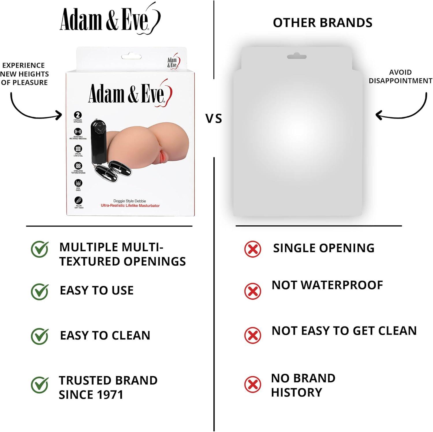 imageAdam ampamp Eve Doggie Style Debbie Vibrating Stroker Lifelike Bubble Butt Mega Masturbator with Vagina and Anal Tunnels Dual Vibrating Eggs for Extra Stimulation Textured Interior Waterproof TPE