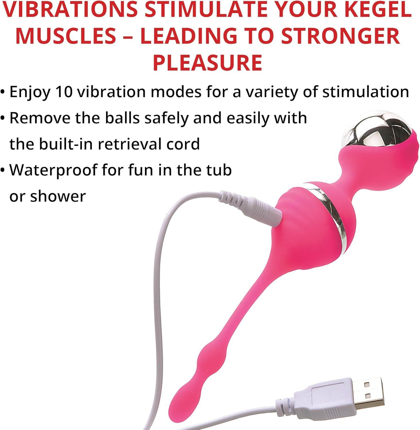 imageAdam ampamp Eve Rechargeable Vibrating Pleasure Balls for Kegel Exercise ampampStrengthening 10 Vibration Modes Waterproof Rechargeable Soft Silicone Powerful Vibration Intense Stimulation ampamp Discreet Fun