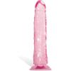Adam & Eve Cool Curve Jelly Dildo, Realistic Curved Dildo with Suction Cup Base, Soft and Flexible PVC for G Spot or P Spot Stimulation, Strap On Harness Compatible, 8 Inch Total Length, Adult Toy(Pink – 8.25″)