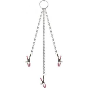 Adam & Eve Chain Me Up Kink Clamps, Adjustable Nipple and Clit Clamp Set, Metal Chains with Rubber Tipped Clamps, BDSM Bondage Accessories for Couples, Sensory Play, Hands Free Stimulation, Adult Toy