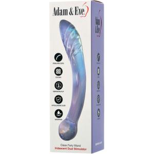 Adam & Eve Cool Curve Jelly Dildo, Realistic Curved Dildo with Suction Cup Base, Soft and Flexible PVC for G Spot or P Spot Stimulation, Strap On Harness Compatible, 8 Inch Total Length, Adult Toy(Glass Fairy Wand)