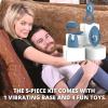 Adam & Eve Four Play Vibrator Set, 5 Piece Couples Kit with Rechargeable Vibrating Base, Rabbit Sleeve, Body Massager, Double Penis Ring, and Couples Stimulator, 10 Vibration Modes, Silicone and ABS