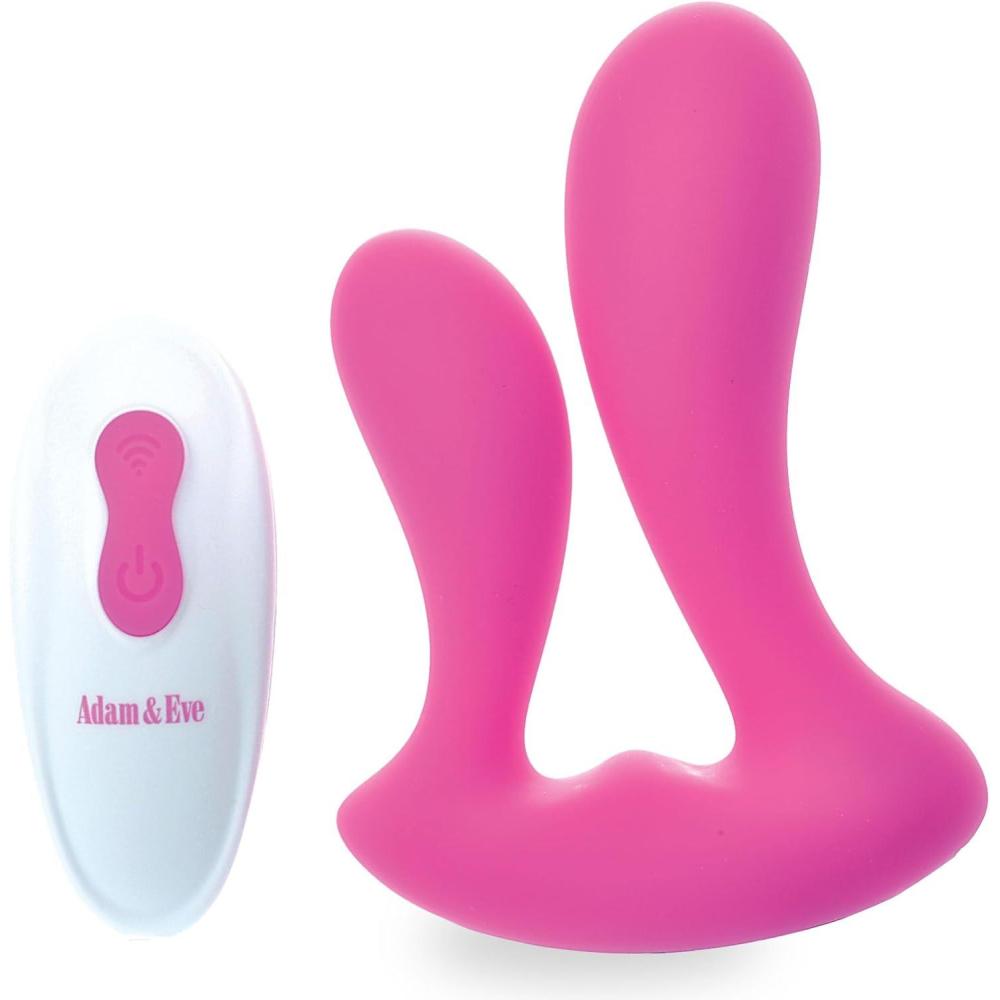 imageAdam ampamp Eve Dual Entry Vibrator with Remote Control Rechargeable Double Penetration Vibrator with 9 Speeds and Functions Flexible Silicone Design Waterproof USB Magnetic Charging Couples Play