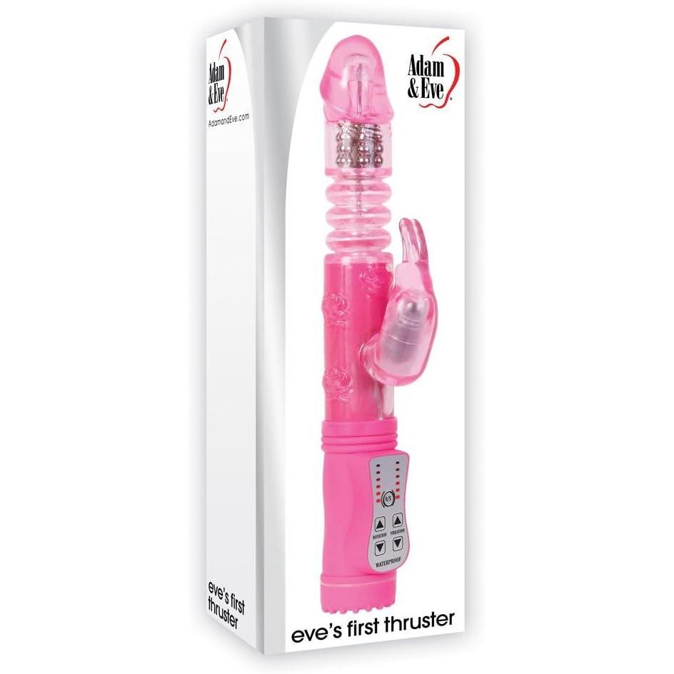 imageAdam ampamp Eve Eves First Thruster Rabbit Dildo with Thrusting Shaft 55quot Pink