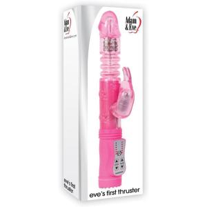 Adam & Eve Eve’s First Thruster Rabbit Dildo with Thrusting Shaft, 5.5″, Pink