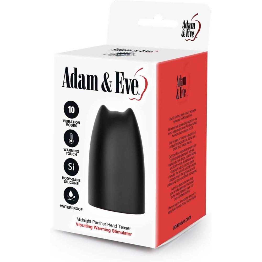 imageAdam and Eve Male Masturbator Midnight Panther Head Teaser Vibrating Male Masturbator Cup Silicone Pocket Pussy Vibrator with 10 Modes and Warming Men Sex Toys for Solo Or Couples Pleasure
