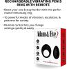 Adam & Eve Alan Vibrating Rechargeable Enhancer, Silicone Penis Ring for Stronger Erections, 10 Intense Vibration Modes, Remote Control, Waterproof, Couples Toy for Men & Women, USB Rechargeable